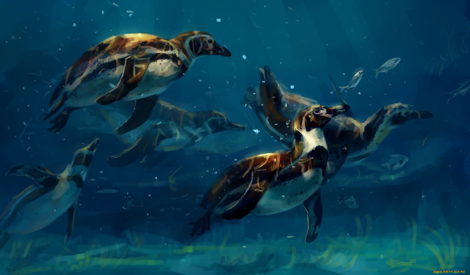 Животное под водой арт